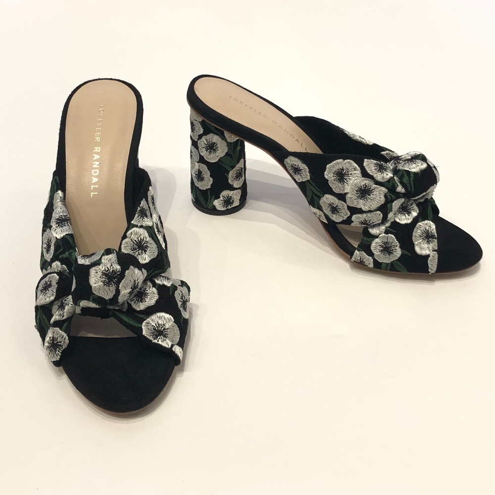 Loeffler Randall Coco Black White Floral Mules